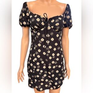 BP Black and Orange Patterned Floral Mini Dress Medium
